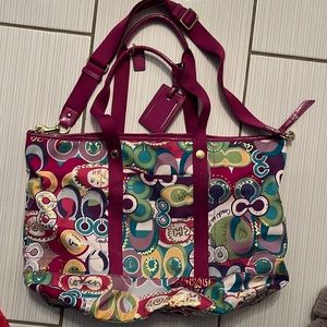 Coach weekend tote like new except the cracks in the handles. I never used it!